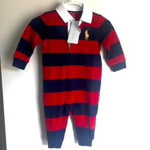NWT Ralph Lauren Rugby Stripe Romper
